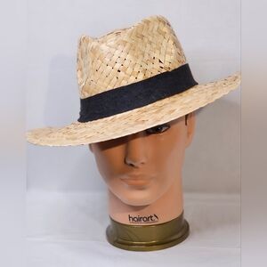 Men's Straw Fedora Hat with Black Band | 100% Paper | One Size Fits Most